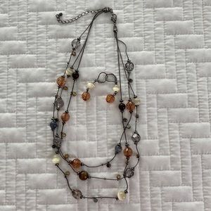 Beaded necklace and earrings set